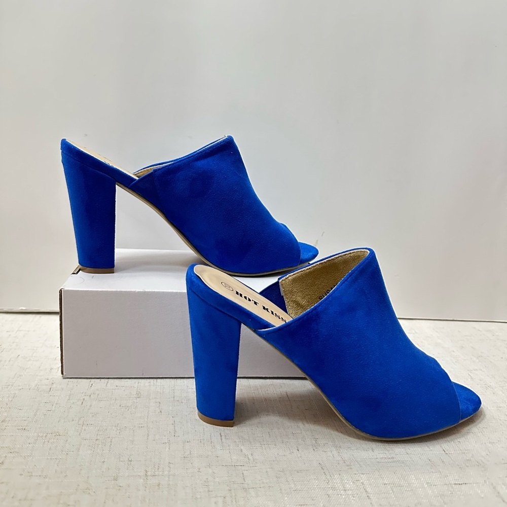 Hot Kiss Vibrant Blue Open-Toe Mules - Picture 2 of 10